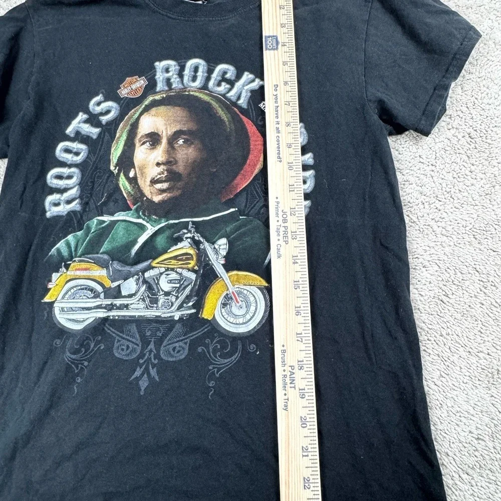 Harley Davidson Bob Marley Roots Rock Ride Graphic T Shirt Mens Size Small Black